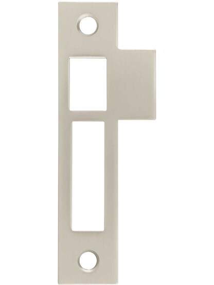 4 3/8-Inch Solid Brass Mortise Lock Strike Plate in Satin Nickel.